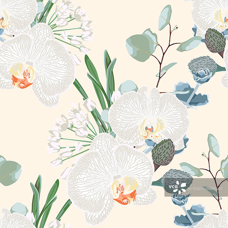 热带夏季绘画无缝图案图片素材