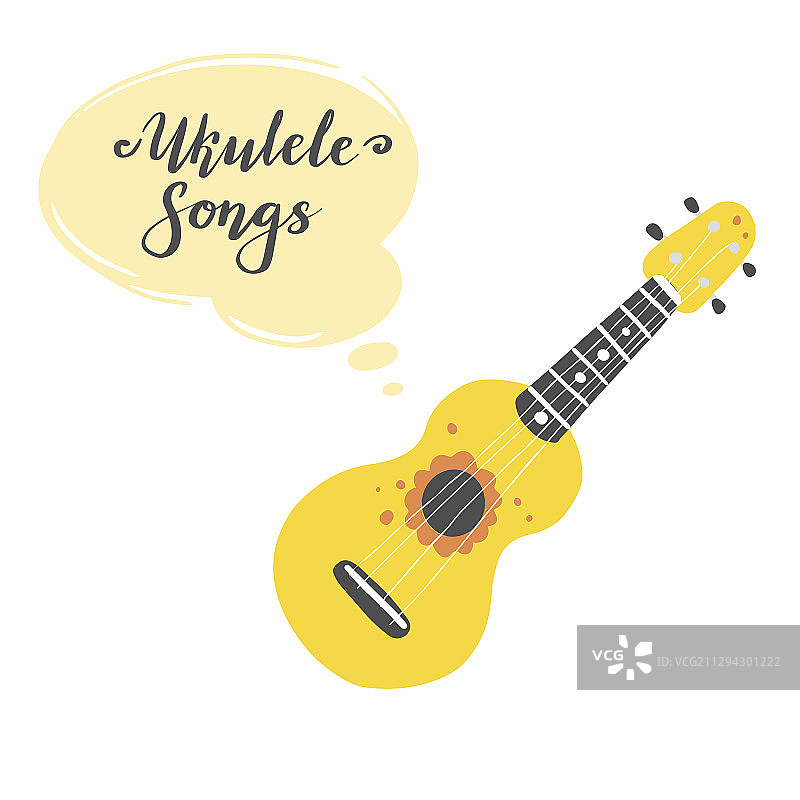 手绘时尚风格尤克里里琴图片素材