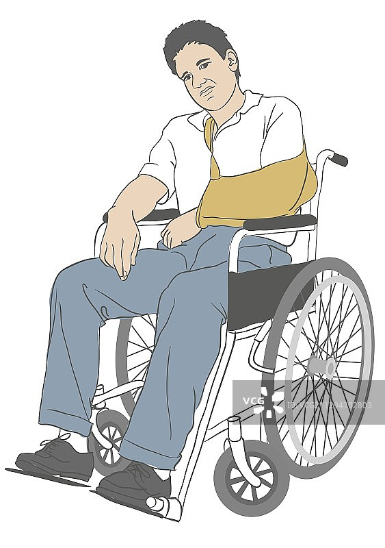 坐在轮椅上的男子插图图片素材