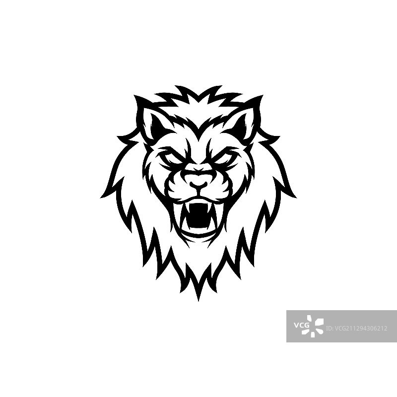 黑色狮子头白色背景隔离图片素材