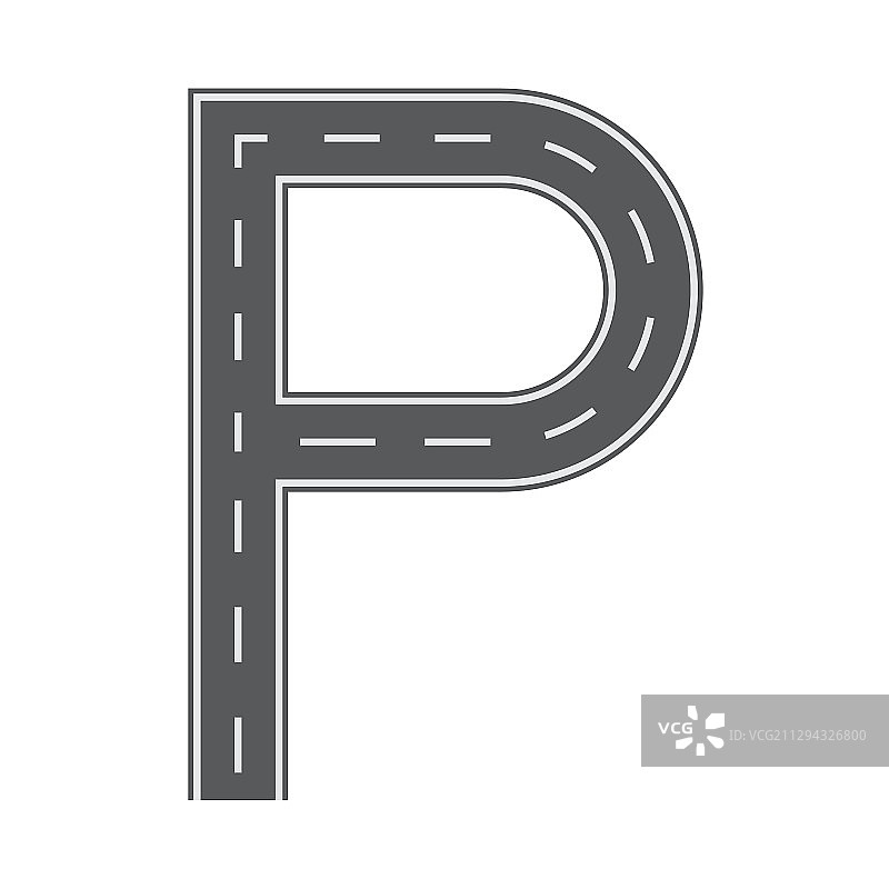 道路或街道字体字母P扁平风格设计图片素材