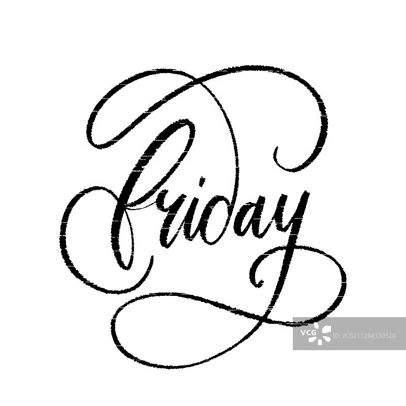 手绘书法风格的星期五字母图片素材