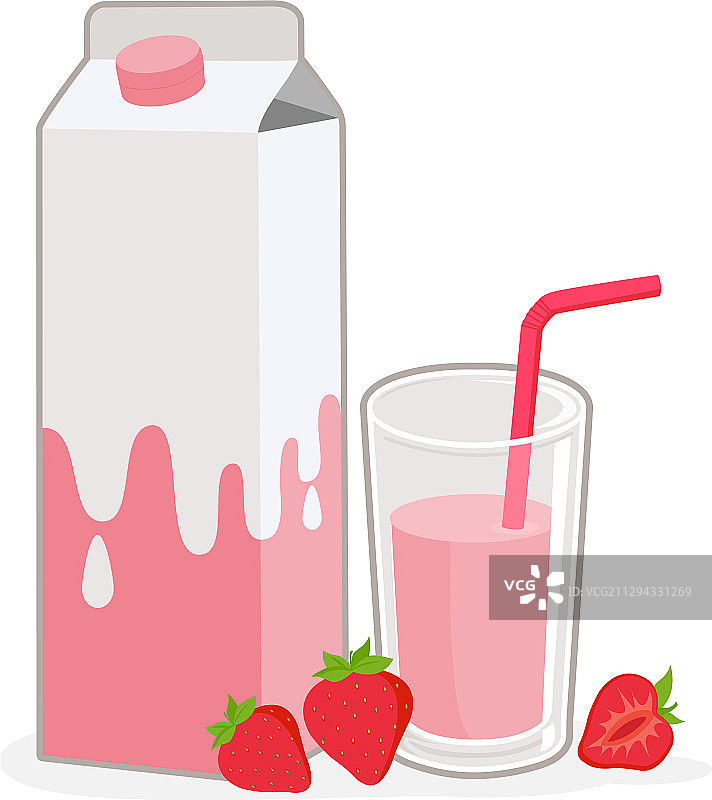 草莓味牛奶和草莓图片素材