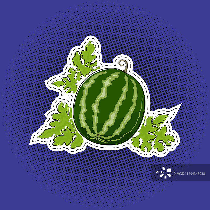 波普艺术背景上的浆果西瓜贴纸图片素材