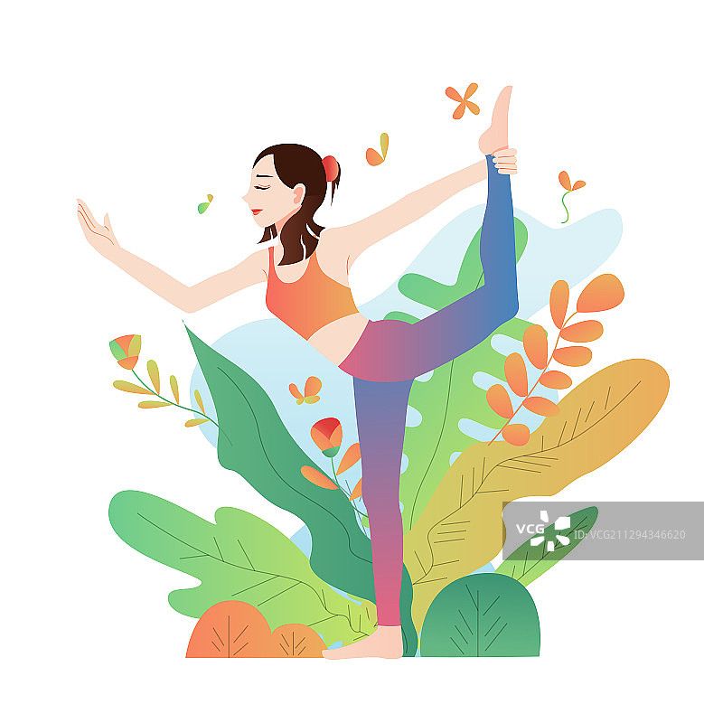 一个做瑜伽的年轻女性图片素材