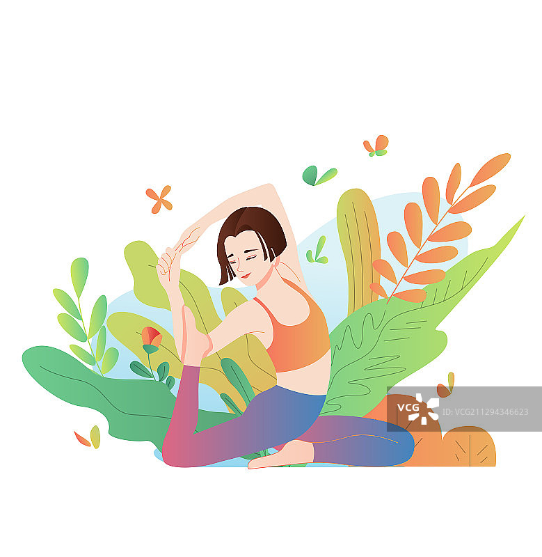 一个做瑜伽的年轻女性图片素材