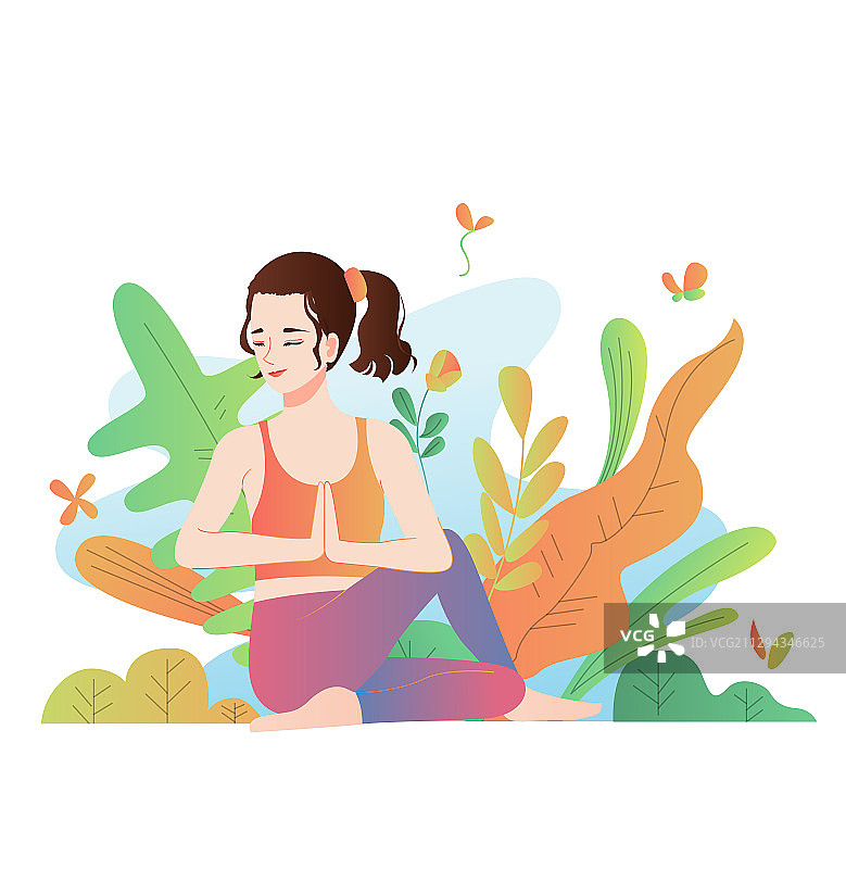 一个做瑜伽的年轻女性图片素材