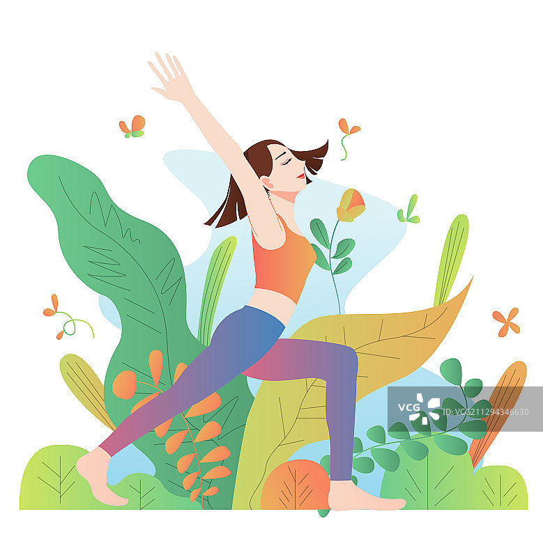 一个做瑜伽的年轻女性图片素材