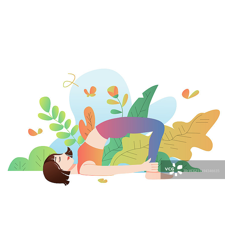 一个做瑜伽的年轻女性图片素材