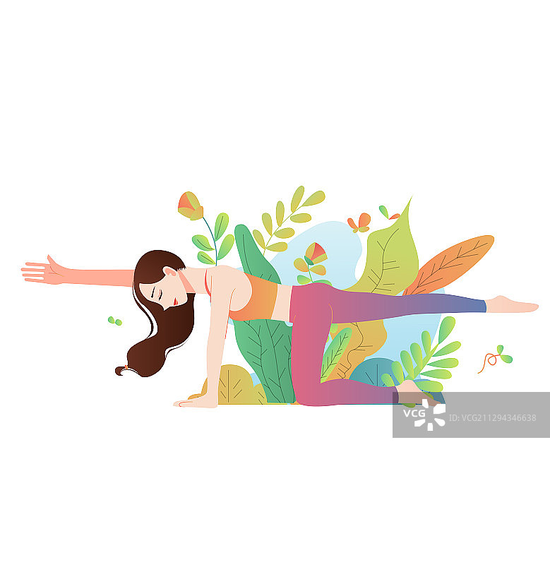 一个做瑜伽的年轻女性图片素材