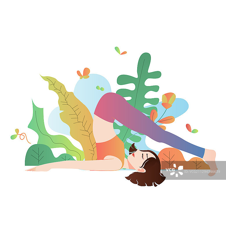 一个做瑜伽的年轻女性图片素材