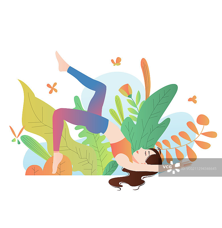 一个做瑜伽的年轻女性图片素材