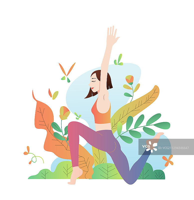 一个做瑜伽的年轻女性图片素材