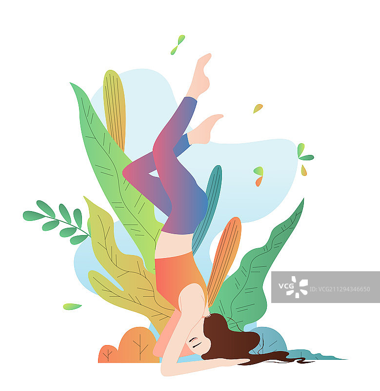 一个做瑜伽的年轻女性图片素材