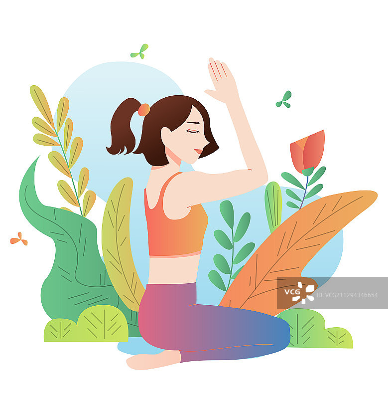 一个做瑜伽的年轻女性图片素材