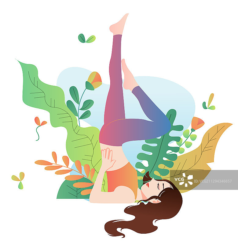 一个做瑜伽的年轻女性图片素材