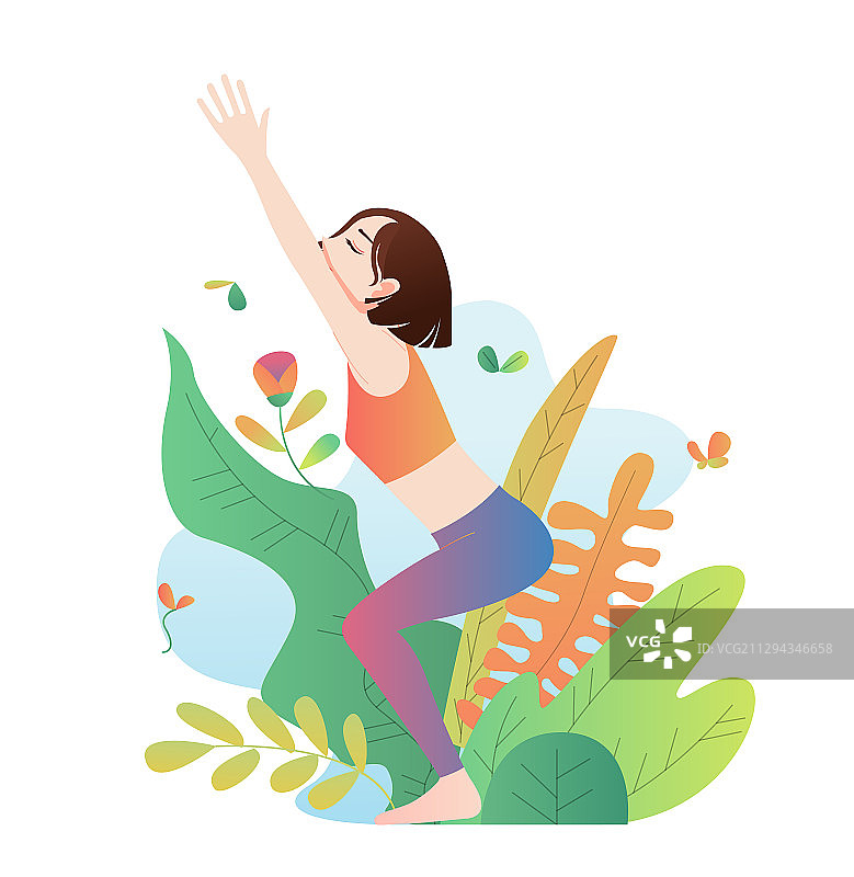 一个做瑜伽的年轻女性图片素材