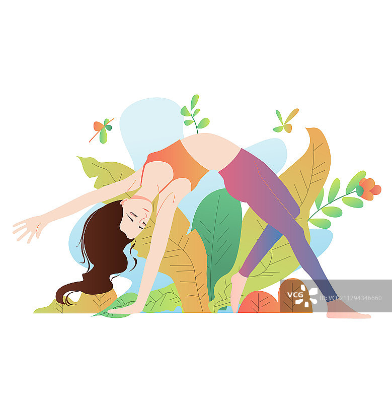 一个做瑜伽的年轻女性图片素材