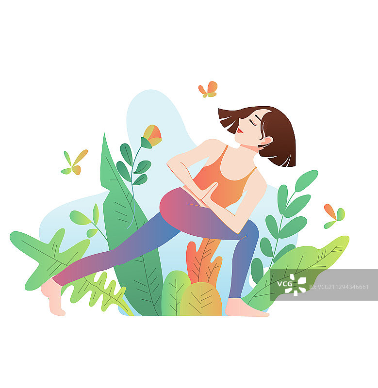 一个做瑜伽的年轻女性图片素材