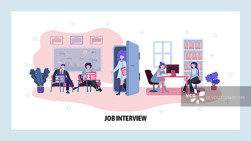 人们排队等候面试图片素材