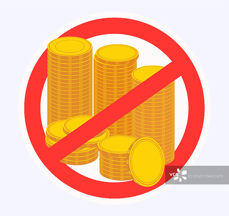 堆叠硬币禁止贿赂标志图片素材