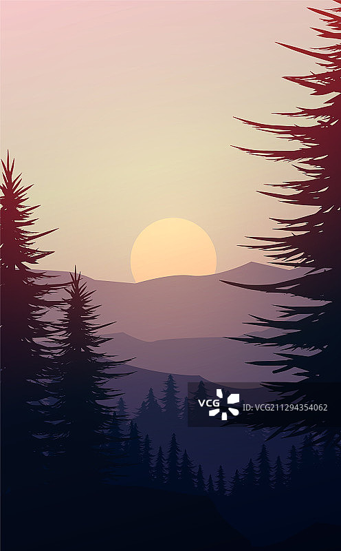 自然森林松树林山脉图片素材