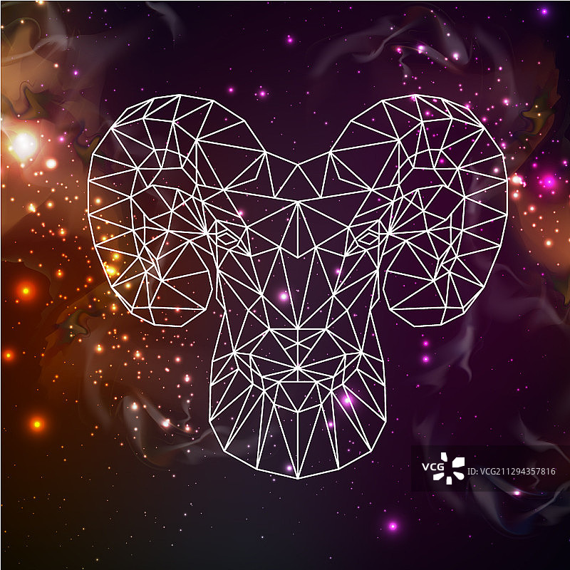 太空背景上的白羊座占星符号图片素材