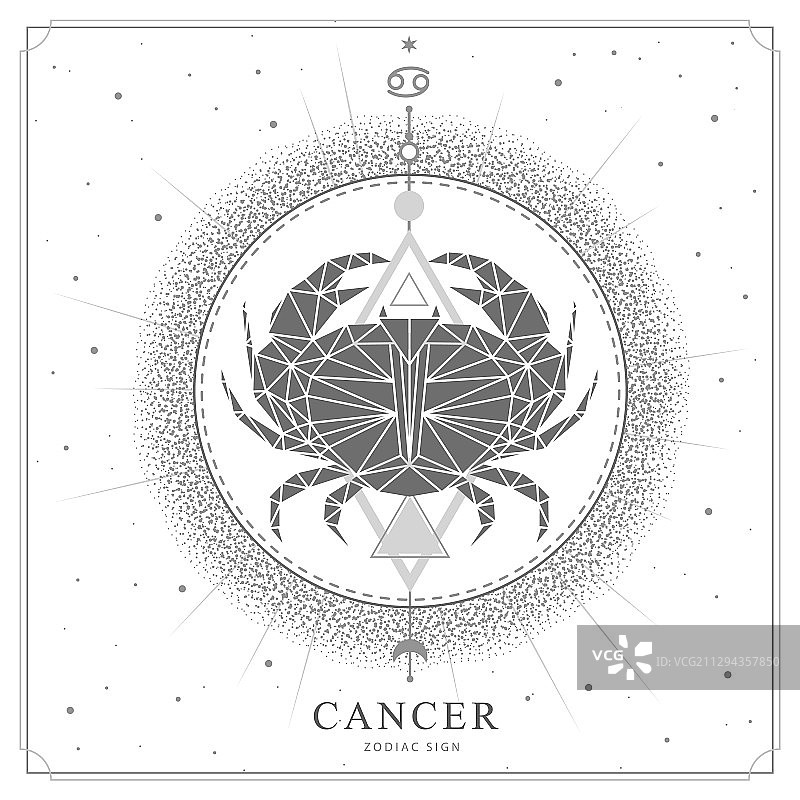 带有巨蟹座的魔法卡片图片素材