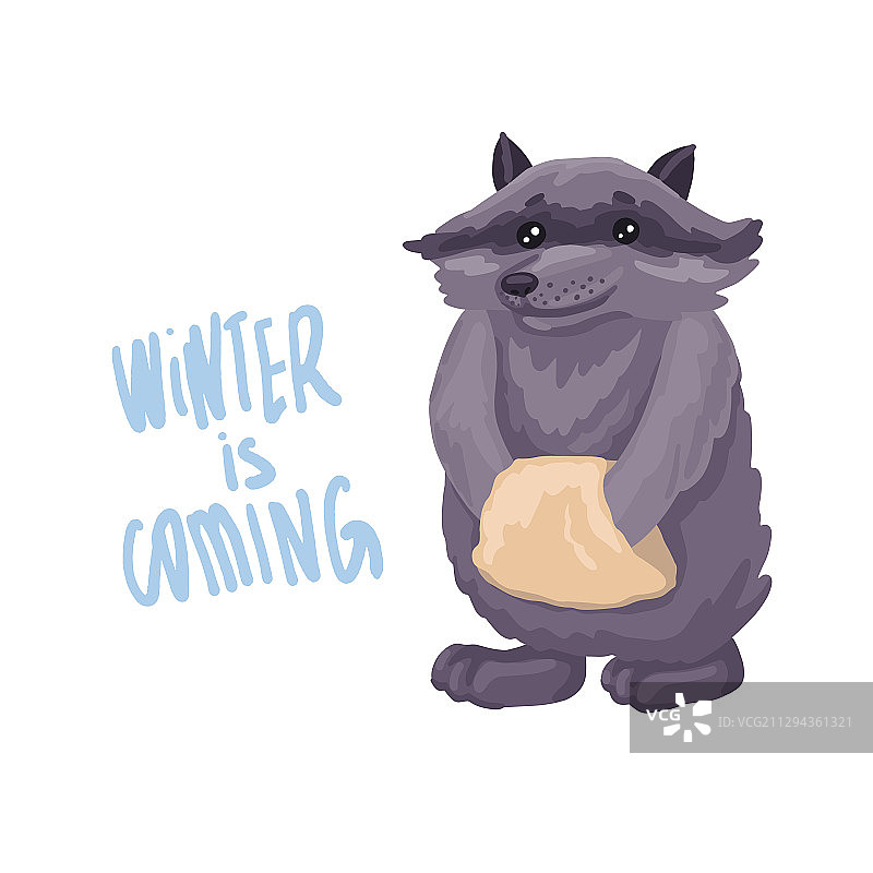 卡通可爱浣熊冬日形象图片素材
