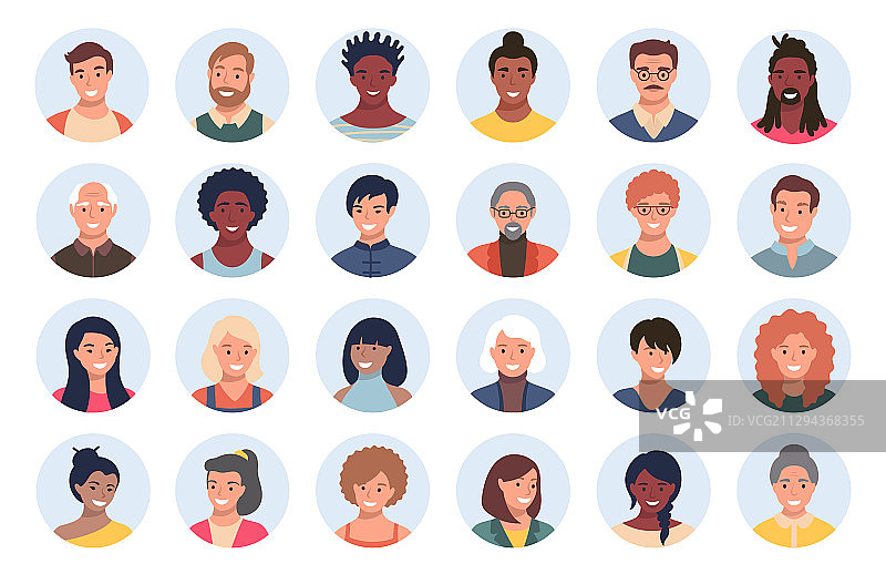 一组不同人物头像图片素材