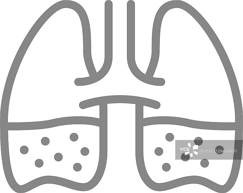 带痰液的肺部线条图标胸膜炎水肿图片素材