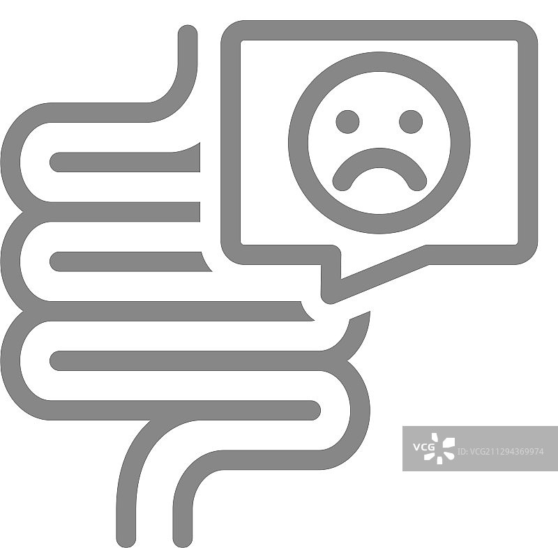 带悲伤表情的肠道对话气泡线条图标图片素材