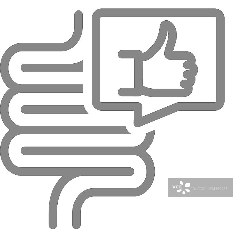 带有竖起大拇指的语音气泡肠道线条图标图片素材