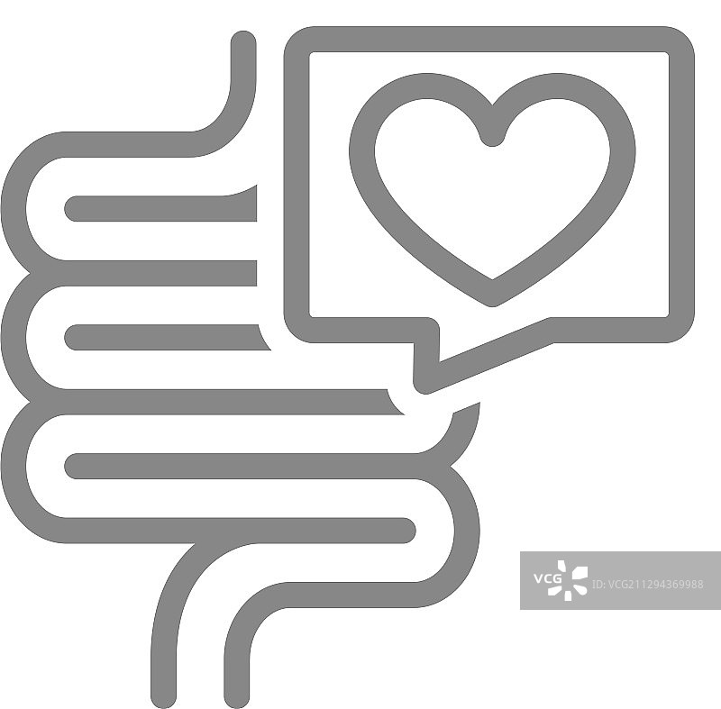 带爱心的肠道对话框线条图标图片素材