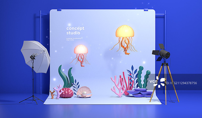 彩色3D渲染带设备工作室006图片素材