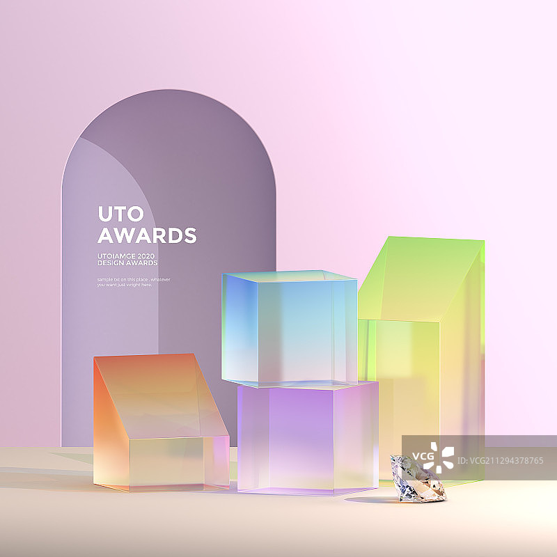 玻璃物品3D渲染超现实组合012图片素材