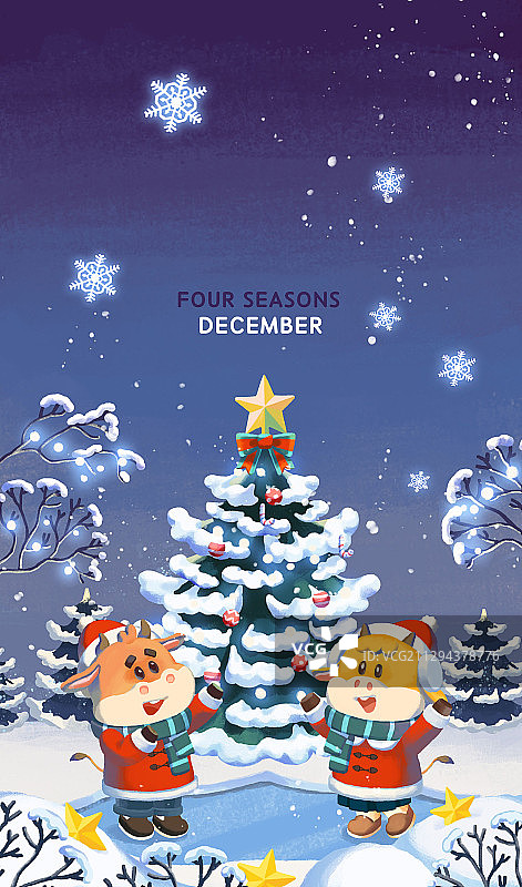 12月生肖牛日历插画图片素材