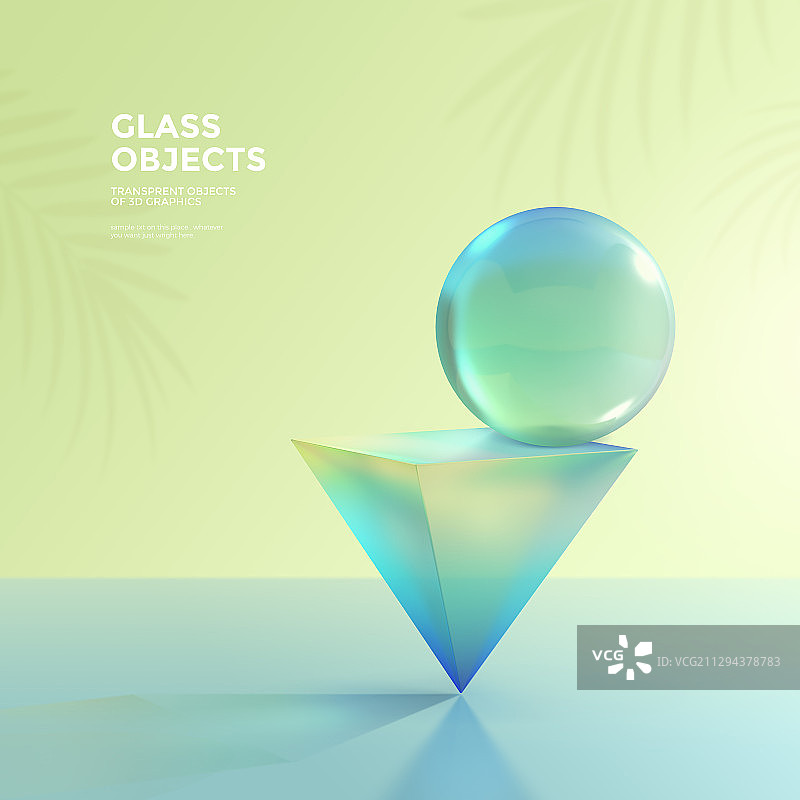 3D渲染超现实玻璃物品组合图片素材