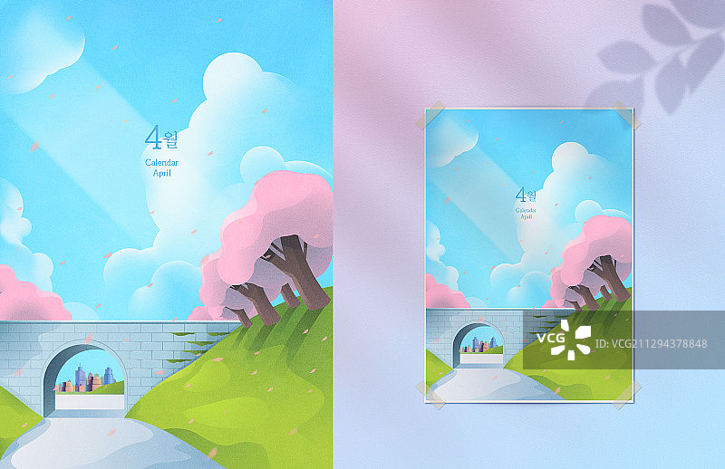 矢量四月日历插图图片素材