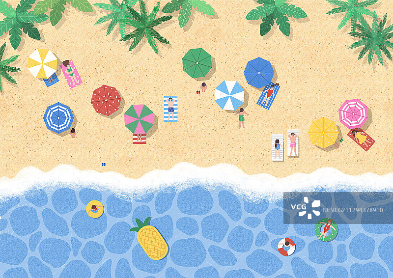 美丽的夏季风景插画001图片素材