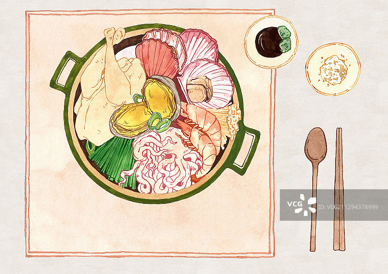 韩国夏季健康食品插画图片素材