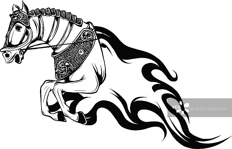 火焰舌头马剪影图片素材