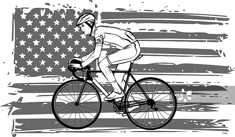 戴头盔的骑自行车者 - 赛车 - 隔离图片素材