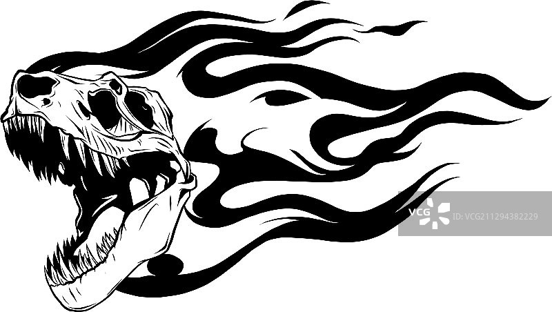 带火焰的骷髅霸王龙图片素材