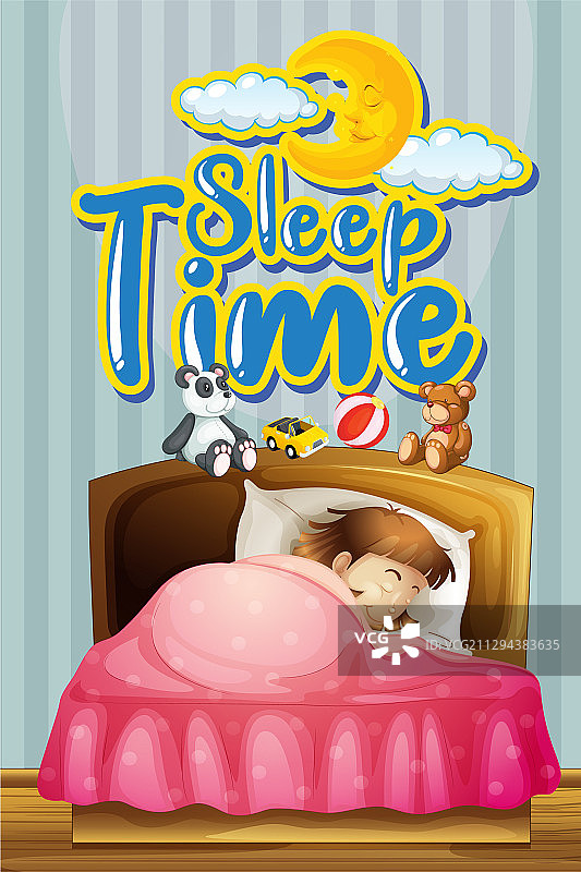 以女孩睡眠时间为主题的字体设计图片素材
