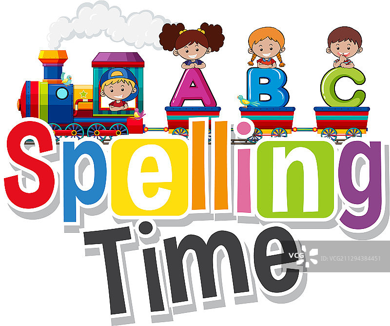 “拼写时间”儿童字体设计图片素材