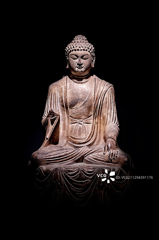 佛教文物石雕佛座像，唐代，山西博物院藏。图片素材