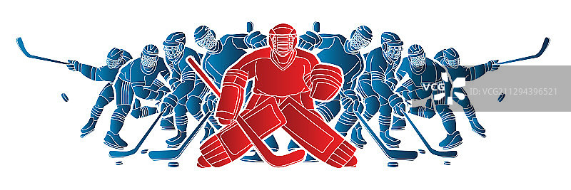 一群冰球运动员卡通运动图片素材