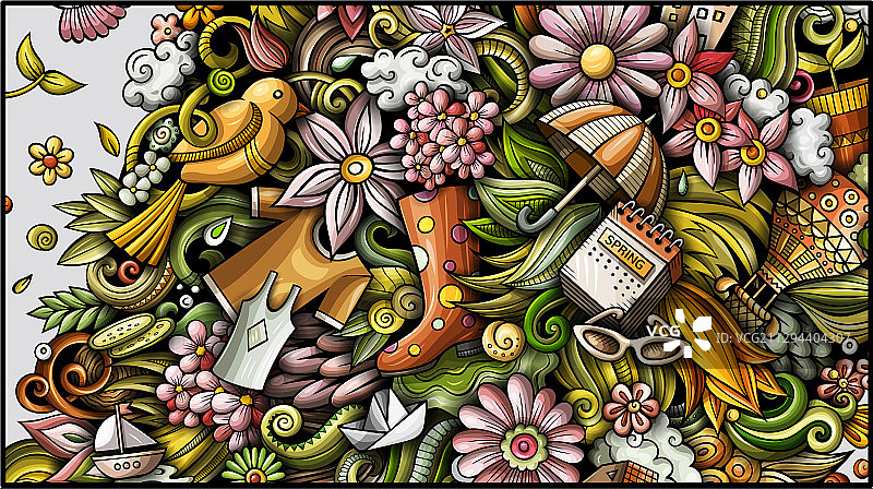 春天手绘涂鸦banner卡通图片素材