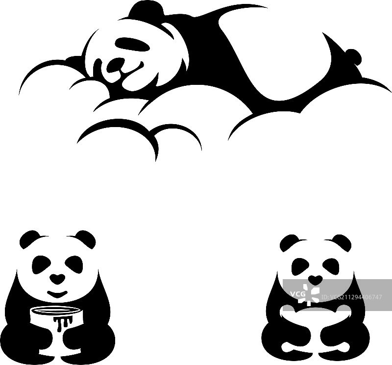 黑白熊猫标志图片素材